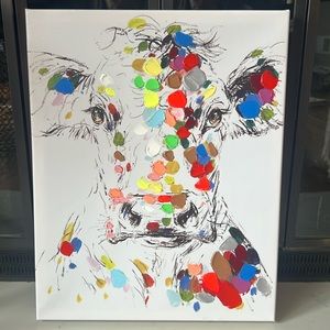 Colorful Cow canvas wall art